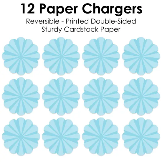 Big Dot of Happiness Blue Stripes - Simple Party Round Table Decorations - Paper Chargers - Place Setting For 12 {7}