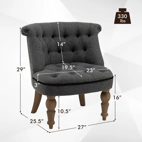 Costway Set of 2 Upholstered Slipper Chairs Armless Accent Chairs w/ Beech Wood Legs {4}