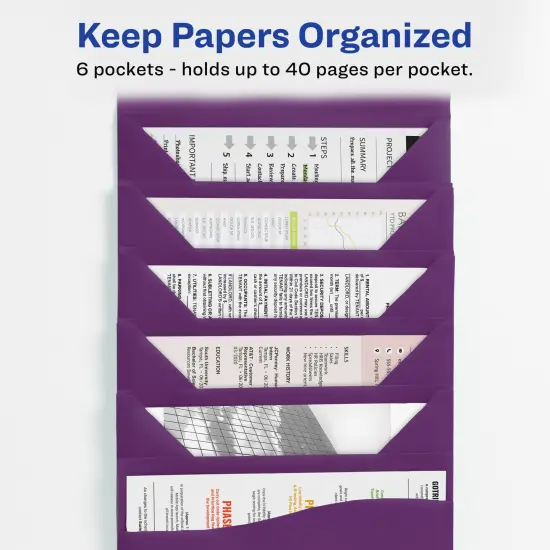 Avery Slide & View Expanding File Folder, 6 Pockets, Letter Size, 1 Plum Folder (73543) {5}