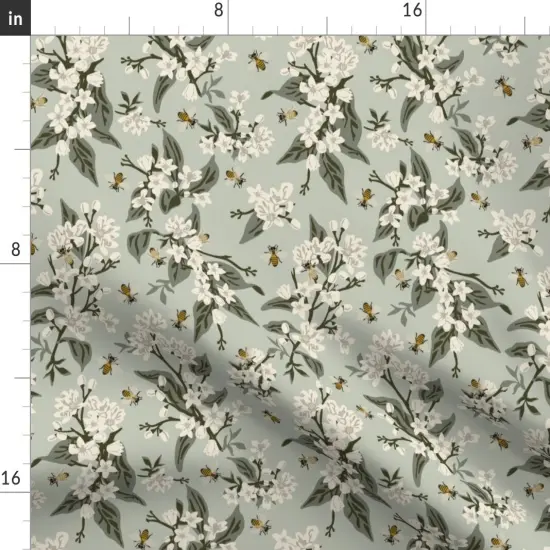 Various Fabrics by the Yard or Fat Quarter Modern Farmhouse Vintage Style Honeybee Green Floral Botanical Pastel Nature Small Scale Custom Printed Fabric by Spoonflower {2}