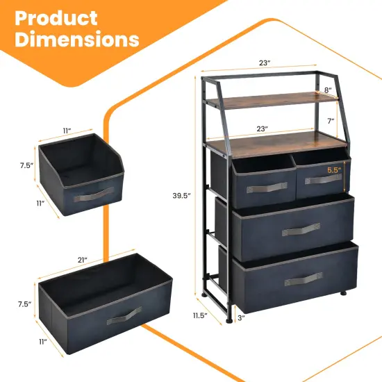 Costway 4-Drawer Dresser Organizer Closet Storage Cabinet withShelves & Foldable Drawers {3}