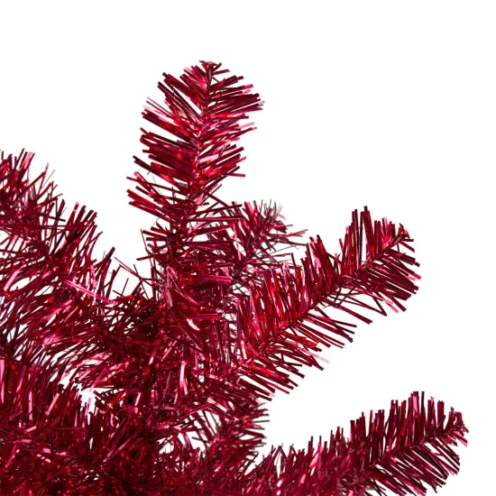Northlight 3' Metallic Crimson Tinsel Artificial Christmas Tree - Unlit Red {3}