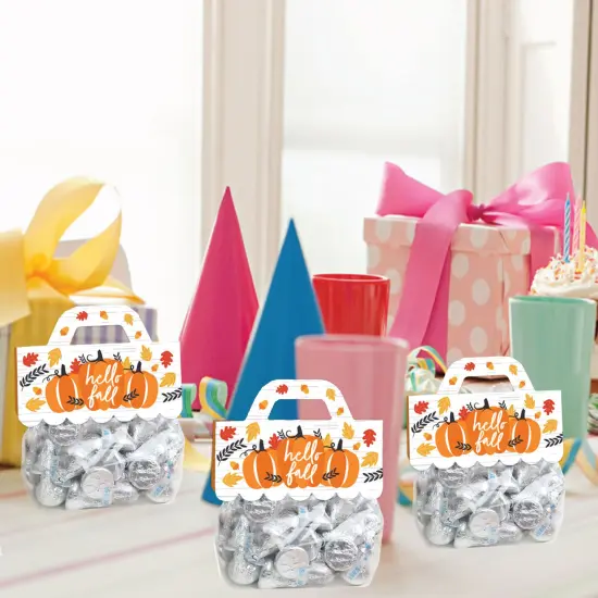 Big Dot of Happiness Fall Pumpkin - DIY Halloween or Thanksgiving Party Clear Goodie Favor Bag Labels - Candy Bags with Toppers - Set of 24 {7}
