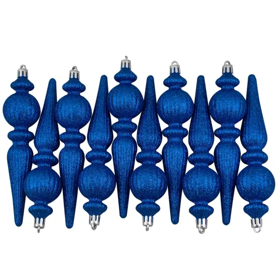 Northlight Shatterproof 3-Finish Christmas Ball and Finial Ornaments - Blue and Silver - 75ct {6}
