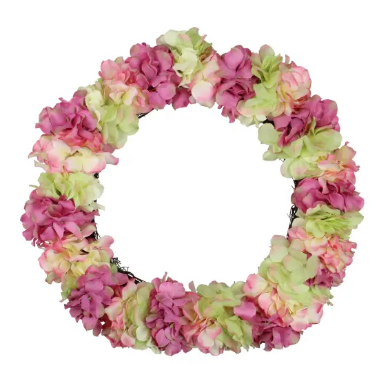 Northlight Hydrangea Twig Artificial Floral Wreath, Pink and Green 18-Inch {1}