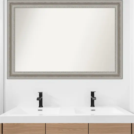 Parlor Silver Non-Beveled Custom Framed Bathroom Vanity Wall Mirror {4}