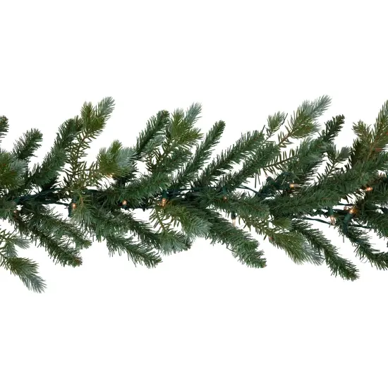 Northlight Real Touch&trade;️ Pre-Lit Blue Spruce Artificial Christmas Garland -9' x 14" - Clear Lights Green {3}