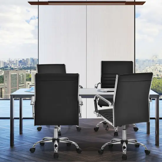 Costway Set of 2 PU Leather Office Chair High Back Conference Task Chair w/Armrests {4}