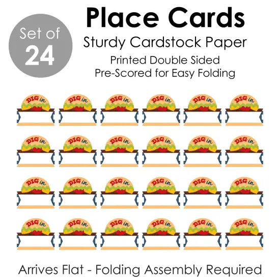 Big Dot of Happiness Fire Up the Grill - Summer BBQ Picnic Party Tent Buffet Card - Table Setting Name Place Cards - Set of 24 {7}