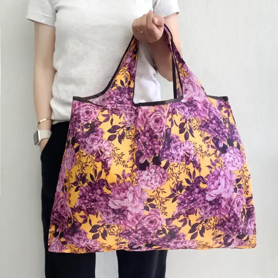 Wrapables Large Foldable Tote Nylon Reusable Grocery Bags Lavender Bloom {5}