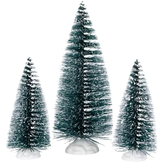 Northlight Bottle Brush Pine Christmas Village Trees - Set of 9 Green {3}