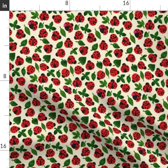 Various Fabrics by the Yard or Fat Quarter Red Green Insects Ladybugs Bugs Summer Spring Ditsy Small Scale. Custom Printed Fabric by Spoonflower {2}