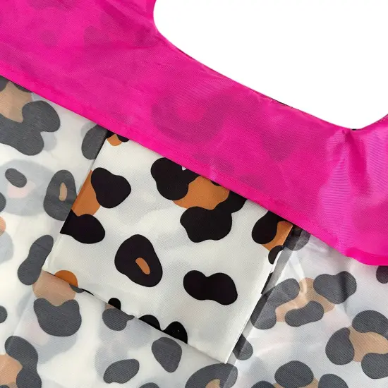 Wrapables Large & Small Allybag Foldable & Lightweight Reusable Grocery Bags (Set of 2) Leopard Beige {3}