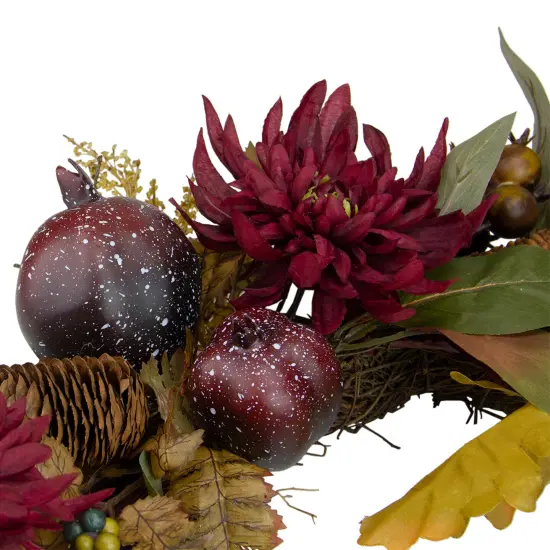 Northlight Mums and Pomegranates Artificial Floral Wreath, Red 20-Inch {3}