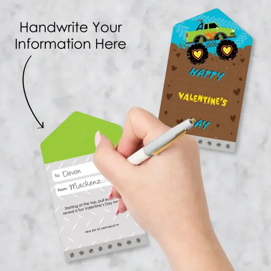 Big Dot of Happiness Smash and Crash - Monster Truck - Cards for Kids - Happy Valentine's Day Pull Tabs - Set of 12 {4}