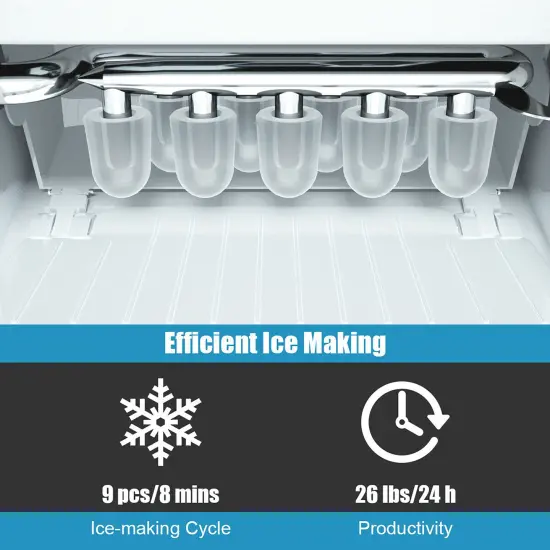 Costway Portable Ice Maker Machine Countertop 26Lbs/24H Self-cleaning w/ Scoop {12}