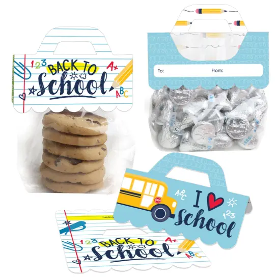 Big Dot of Happiness Back to School - DIY First Day of School Classroom Clear Goodie Favor Bag Labels - Candy Bags with Toppers - Set of 24 {1}