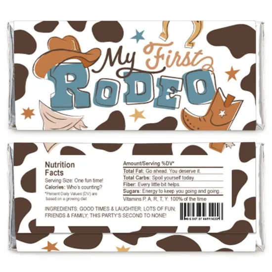 Big Dot of Happiness My First Rodeo - Candy Bar Wrapper Little Cowboy 1st Birthday Party Favors - Set of 24 {3}