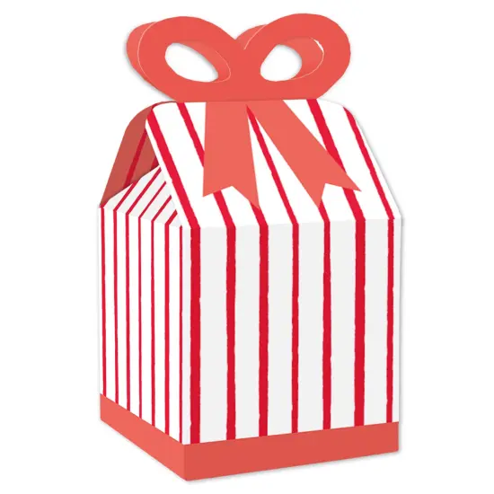 Big Dot of Happiness Red Stripes - Square Favor Gift Boxes - Simple Party Bow Boxes - Set of 12 {1}