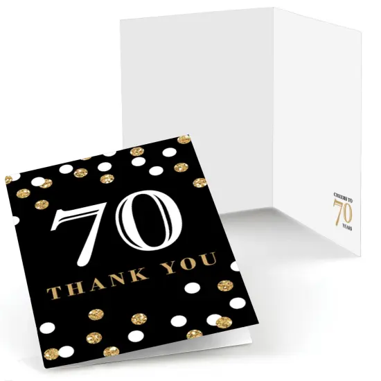 Big Dot of Happiness Adult 70th Birthday - Gold - Birthday Party Thank You Cards (8 count) {1}