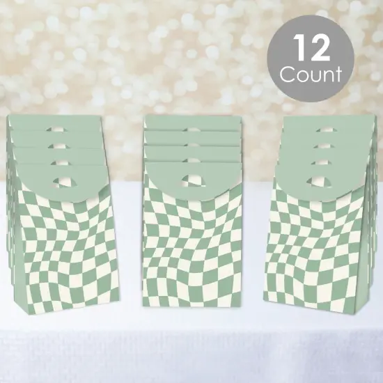 Big Dot of Happiness Sage Green Checkered Party - Gift Favor Bags - Party Goodie Boxes - Set of 12 {3}