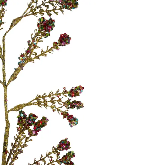 Select Artificials 29" Red and Gold Sequin Glittered Christmas Outdoor Tassel Spray {3}