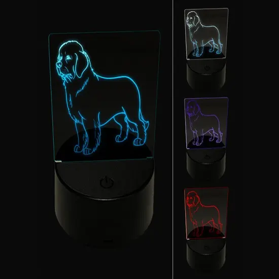 Gentle Newfoundland Pet Dog 3D Illusion LED Night Light Sign Nightstand Desk Lamp {1}