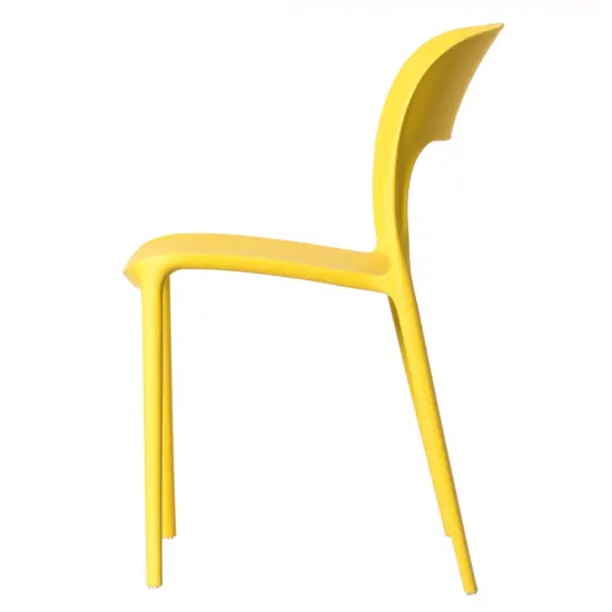 Modern Plastic Outdoor Dining Chair with Open Curved Back Single Yellow {12}