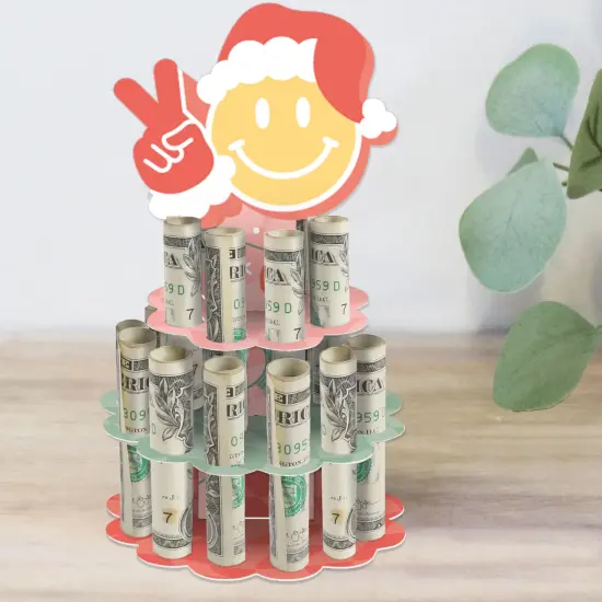 Big Dot of Happiness Groovy Christmas - DIY Pastel Holiday Party Money Holder Gift - Cash Cake {1}