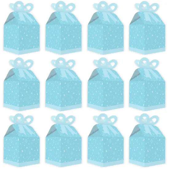 Big Dot of Happiness Blue Confetti Stars - Square Favor Gift Boxes - Simple Party Bow Boxes - Set of 12 {6}