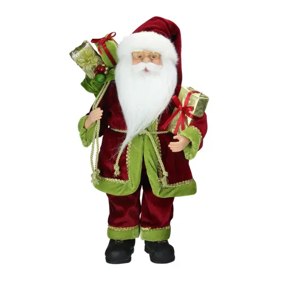 Northlight Grand Imperial Santa Claus with Gift Bag Christmas Figure - 16" - Red and Green {1}