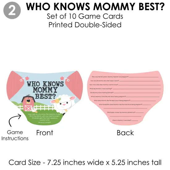 Big Dot of Happiness Girl Farm Animals - 4 Pink Barnyard Baby Shower Games - 10 Cards Each - Gamerific Bundle {7}