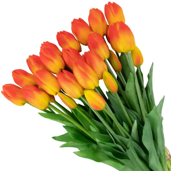 Northlight Real Touch&trade; Red and Yellow Artificial Tulip Floral Bundles, Set of 6 - 18" Orange {7}