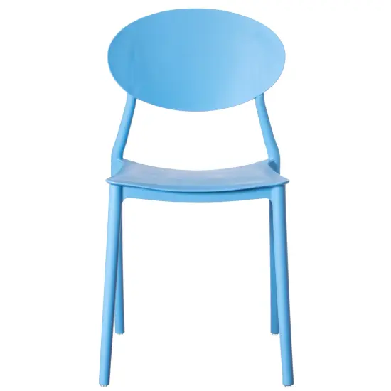 Modern Plastic Outdoor Dining Chair with Open Oval Back Design Single Blue {2}