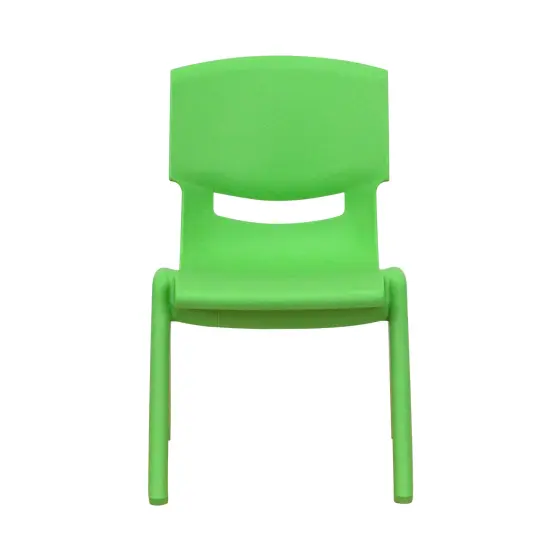 Emma and Oliver 10 Pack Plastic Stackable School Chair with 10.5" Seat Height Green {5}