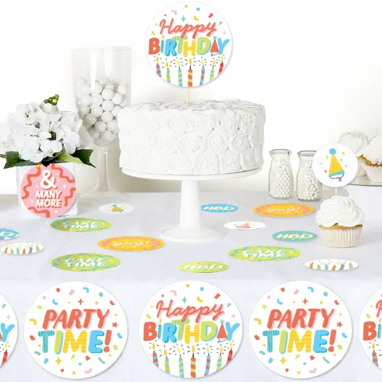 Big Dot of Happiness Party Time - Happy Birthday Party Giant Circle Confetti - Party Decorations - Large Confetti 27 Count {6}