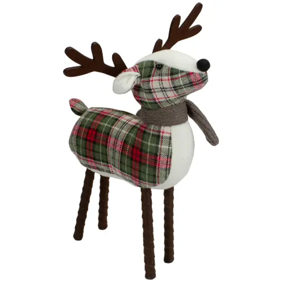 Northlight Standing Plaid Reindeer Christmas Decoration - 13.5" - Red, Green and Brown {1}