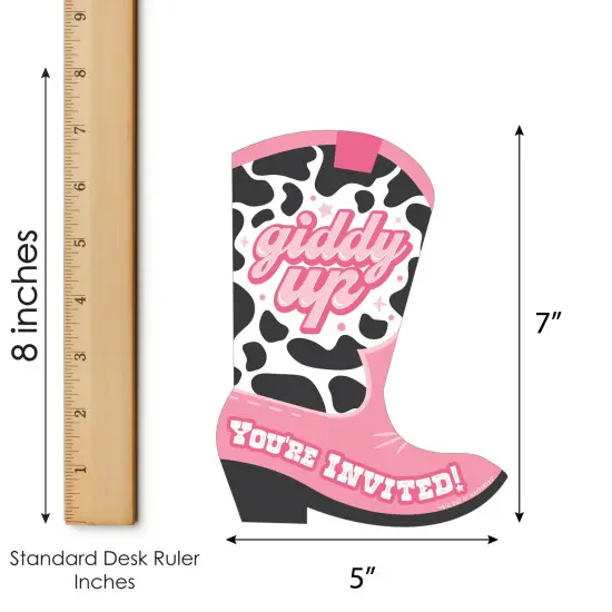 Big Dot of Happiness Rodeo Cowgirl - Shaped Fill-In Invitations - Pink Western Party Invitation Cards with Envelopes - Set of 12 {7}