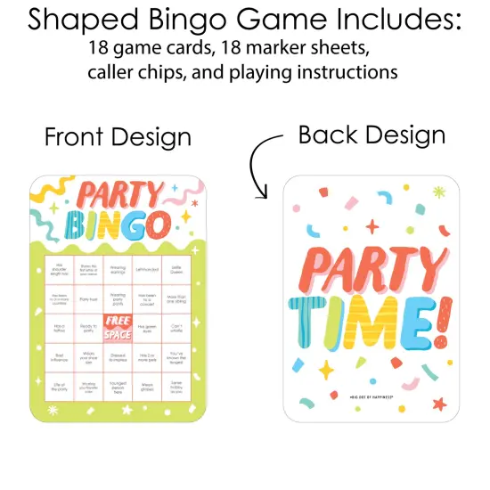 Big Dot of Happiness Find the Guest Party Time - Bingo Cards and Markers - Happy Birthday Party Bingo Game - Set of 18 {4}