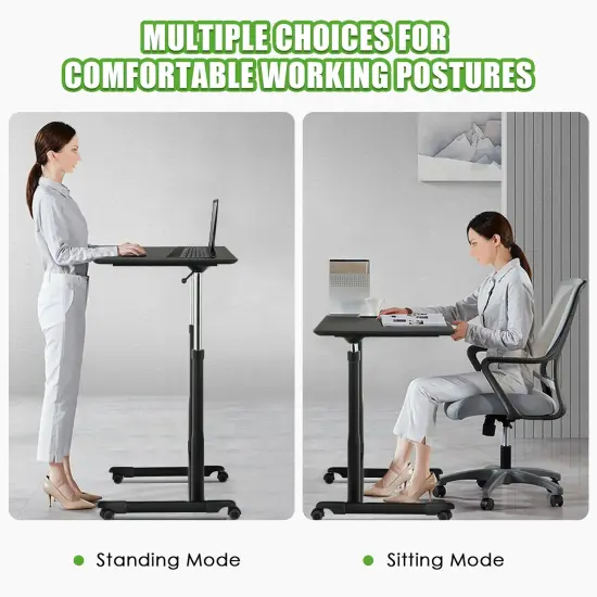 Goplus Height Adjustable Computer Desk Sit to Stand Rolling Notebook Table Black {5}