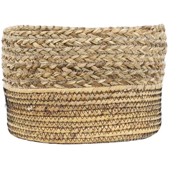 Northlight Set of 3 Braid and Twist Woven Seagrass Storage Baskets 9.75" Beige {5}