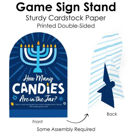 Big Dot of Happiness Hanukkah Menorah - How Many Candies Chanukah Holiday Party Game - 1 Stand and 40 Cards - Candy Guessing Game {6}