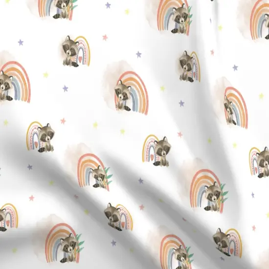 Various Fabrics by the Yard or Fat Quarter Woodland Nursery Cute Raccoons Watercolor Rainbow Kids Forest Animals Baby Custom Printed Fabric by Spoonflower {5}