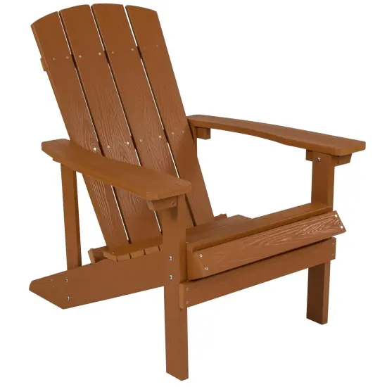 Merrick Lane Riviera Azure Adirondack Patio Chairs With Vertical Lattice Back And Weather Resistant Frame Teak {1}