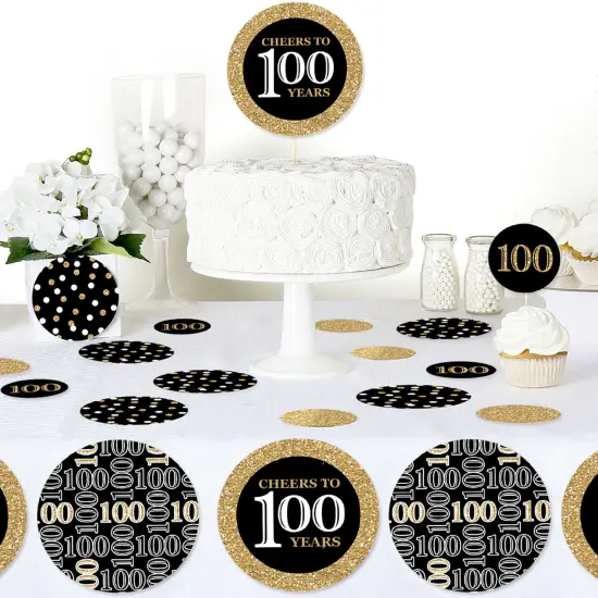 Big Dot of Happiness Adult 100th Birthday - Gold - Birthday Party Giant Circle Confetti - Party Decorations - Large Confetti 27 Count {6}