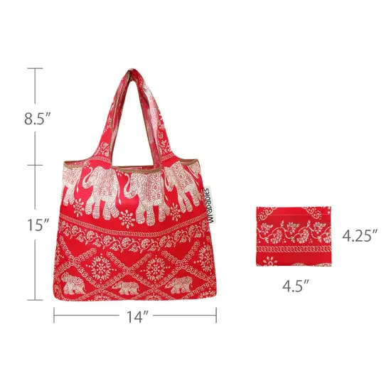 Wrapables Foldable Tote Nylon Reusable Grocery Bag (Set of 2) Regal Elephants {3}