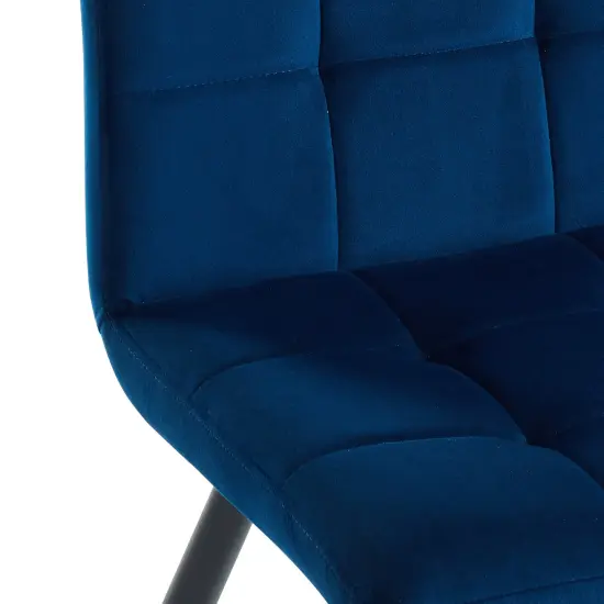 Contemporary Home Living Set of 2 Blue and Black Contemporary Side Chairs with Square Tufting 32" {4}