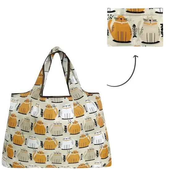 Wrapables Large Foldable Tote Nylon Reusable Grocery Bags Cat Food {4}