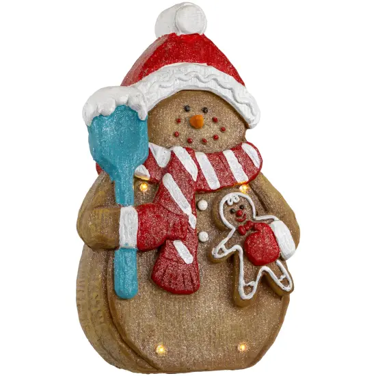 Northlight LED Lighted Gingerbread Snowman with Cookie Christmas Figure - 15.75" Brown {5}