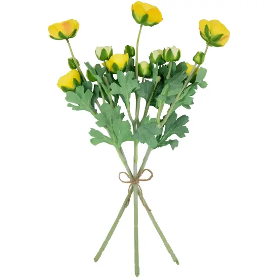 Northlight Real Touch&trade; Yellow Ranunculus Artificial Floral Sprays, Set of 6 - 21" {5}